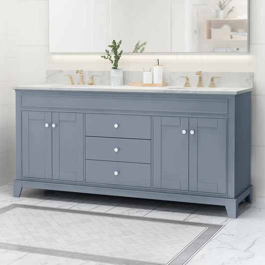 72" Bathroom Vanity,Modern Double Bathroom Storage Cabinet,  2 Double-door  Cabinets