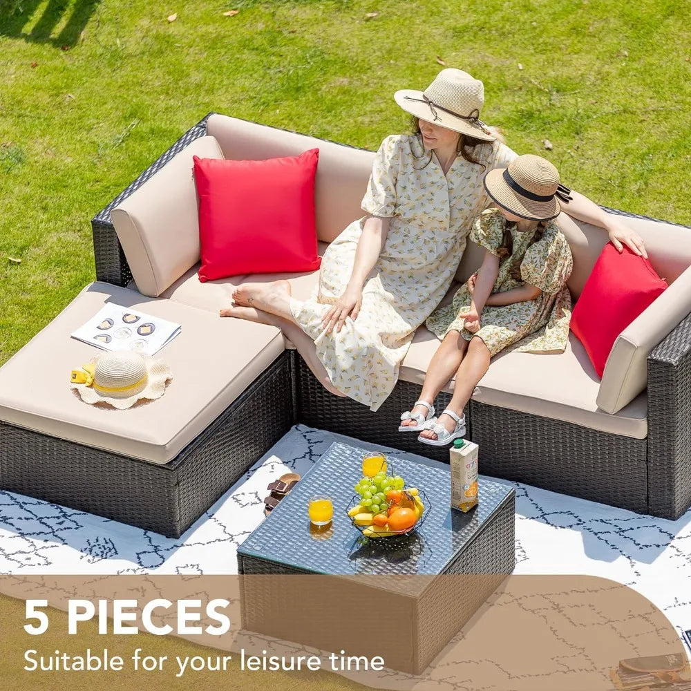 5 Pieces Patio Furniture, SetsSectional Patio Sofa Patio Seating Sofas