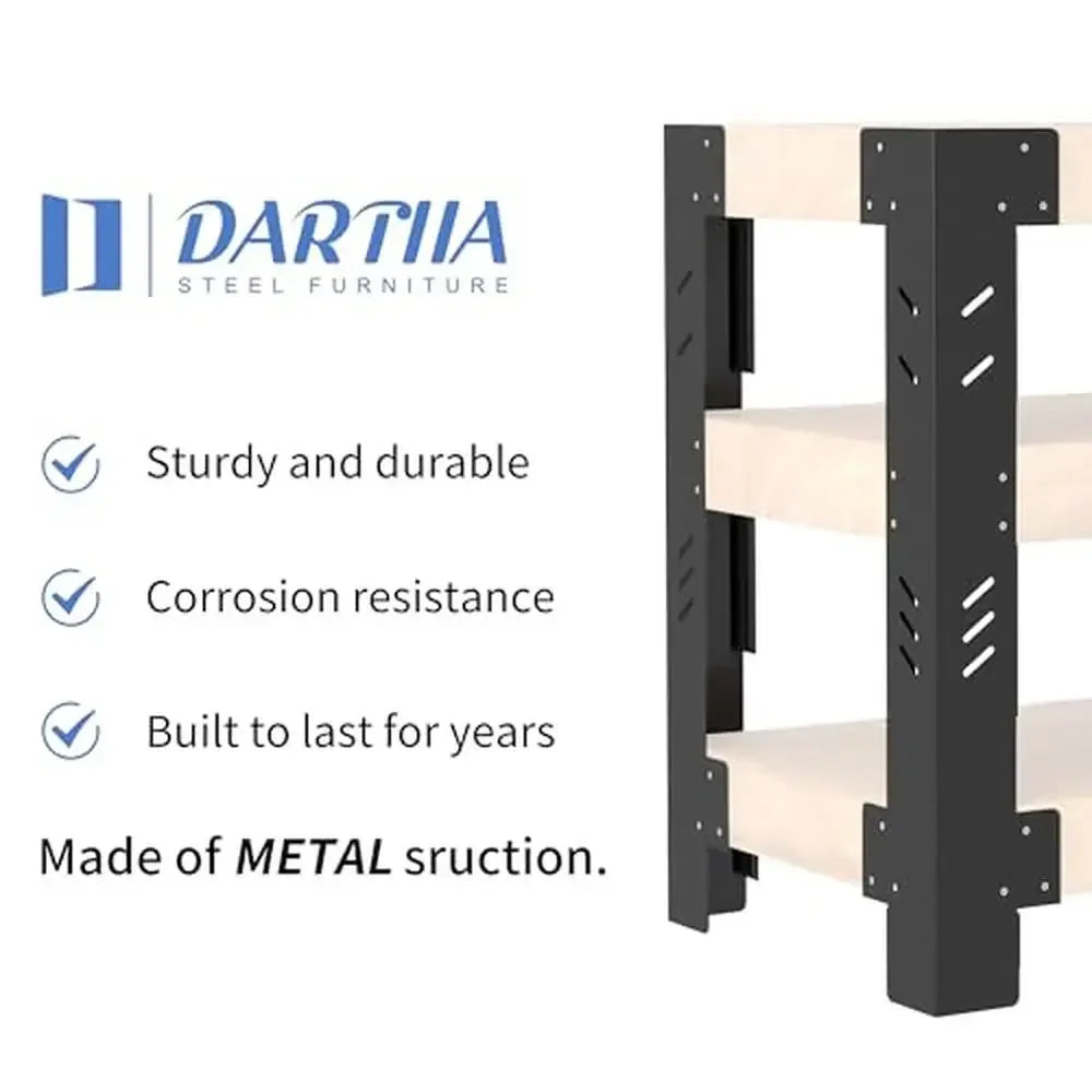 Adjustable Metal Workbench, Shelf Frame Heavy-Duty,  Garage Assembly DIY Easy