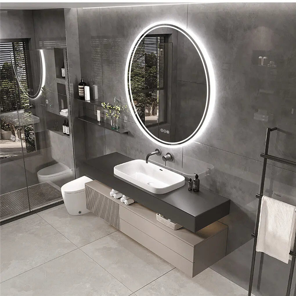 Round Mirror for Bathroom, Touch Screen Dimmable,  Bathroom LED Light Mirror