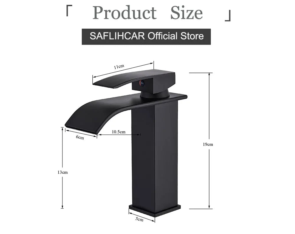 Bathroom Black Waterfall. Basin Sink Faucet