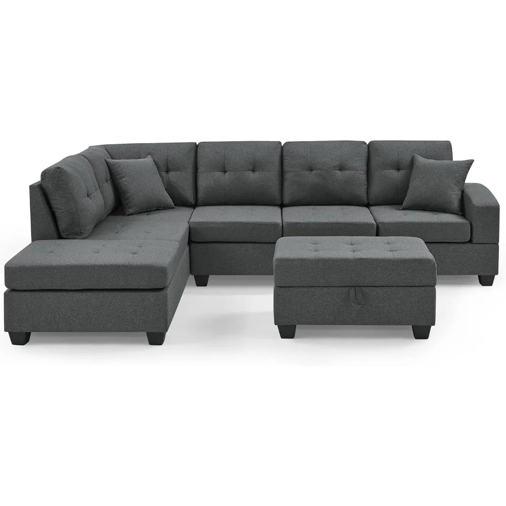 Living Room Sofa Set , L ShapeCorner Sofa Cup Holder