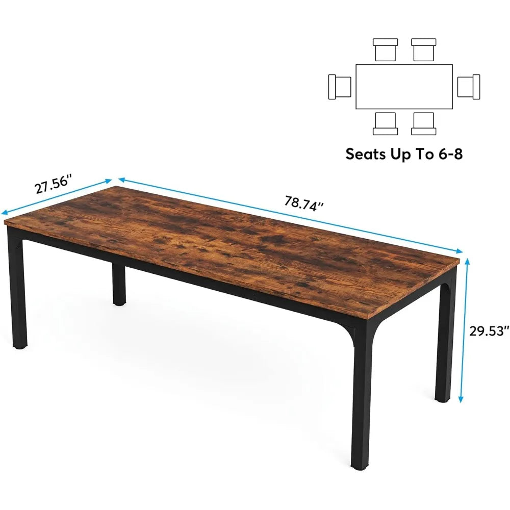 6-8 Person Dining Table, 78 Inch Long Rectangular Kitchen Table, Dining Room, (Table Only)