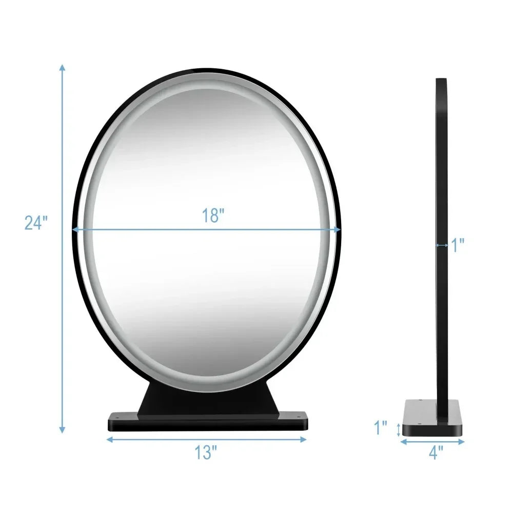 Dimming Black Vanity, Lighted Makeup Mirror Remote Control