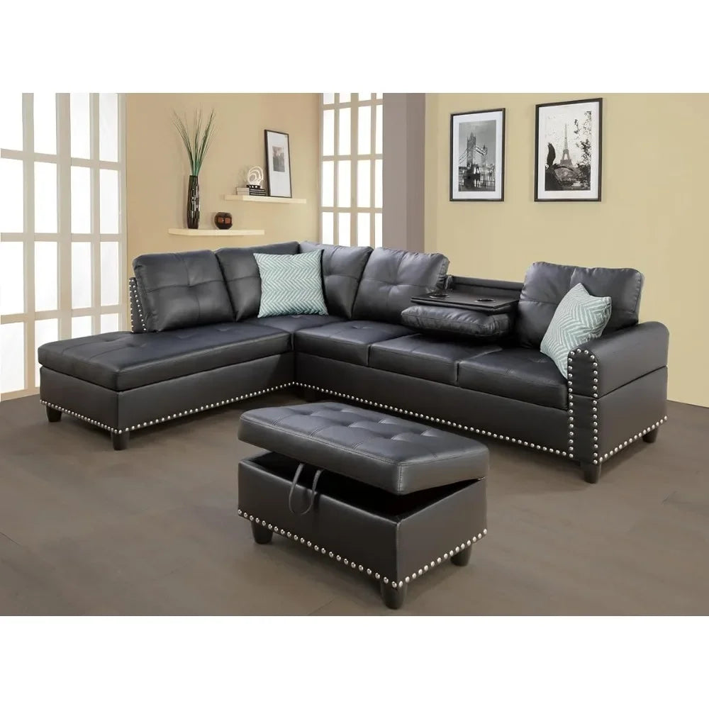 L-Shape Living Room, Removable Ottoman Free Delivery