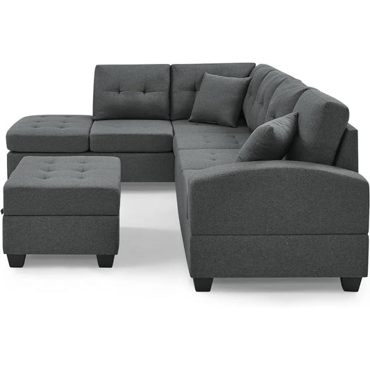 Living Room Sofa Set , L ShapeCorner Sofa Cup Holder