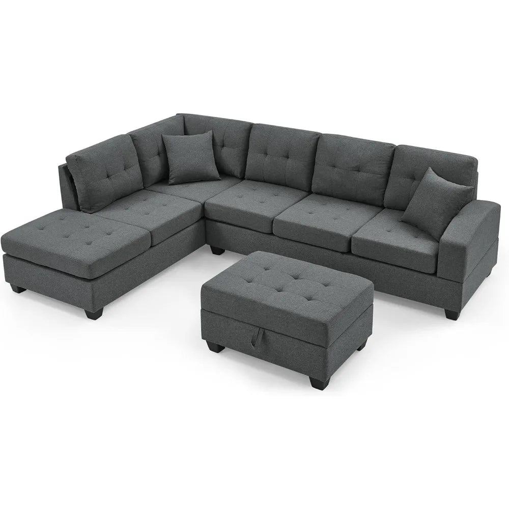 Living Room Sofa Set , L ShapeCorner Sofa Cup Holder