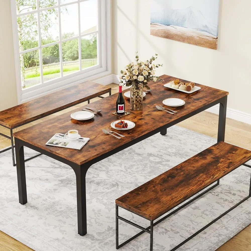 6-8 Person Dining Table, 78 Inch Long Rectangular Kitchen Table, Dining Room, (Table Only)