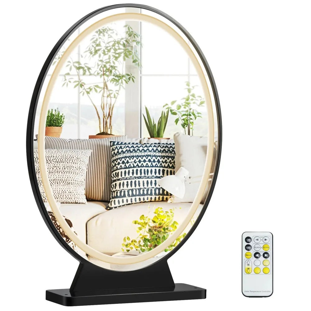 Dimming Black Vanity, Lighted Makeup Mirror Remote Control