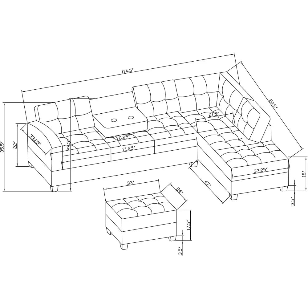 Living Room Sofa Set , L ShapeCorner Sofa Cup Holder