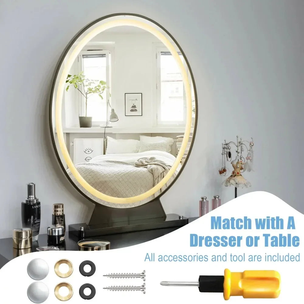 Dimming Black Vanity, Lighted Makeup Mirror Remote Control